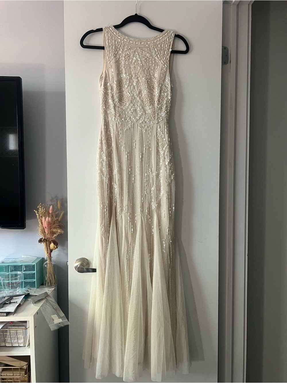 Miss Selfridge Ivory Beaded Gown
